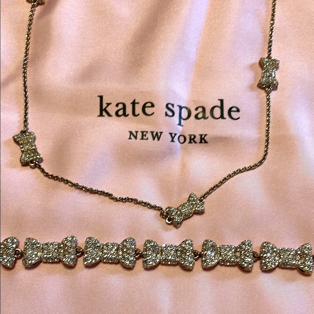 Kate Spade Gold Bow Necklace and Bracelet Set